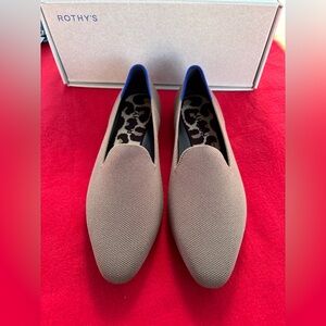 Rothy's Tan Loafers with Blue Accents